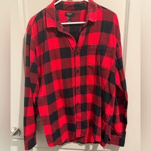 Men’s Forever 21 Red and Black Plaid Button-Down Shirt